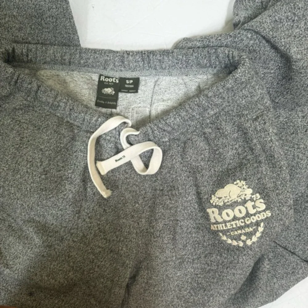 Roots Cotton Salt & Pepper Back Logo Pockets Cuff Sweatpant Track Pants Joggers - Picture 5 of 16